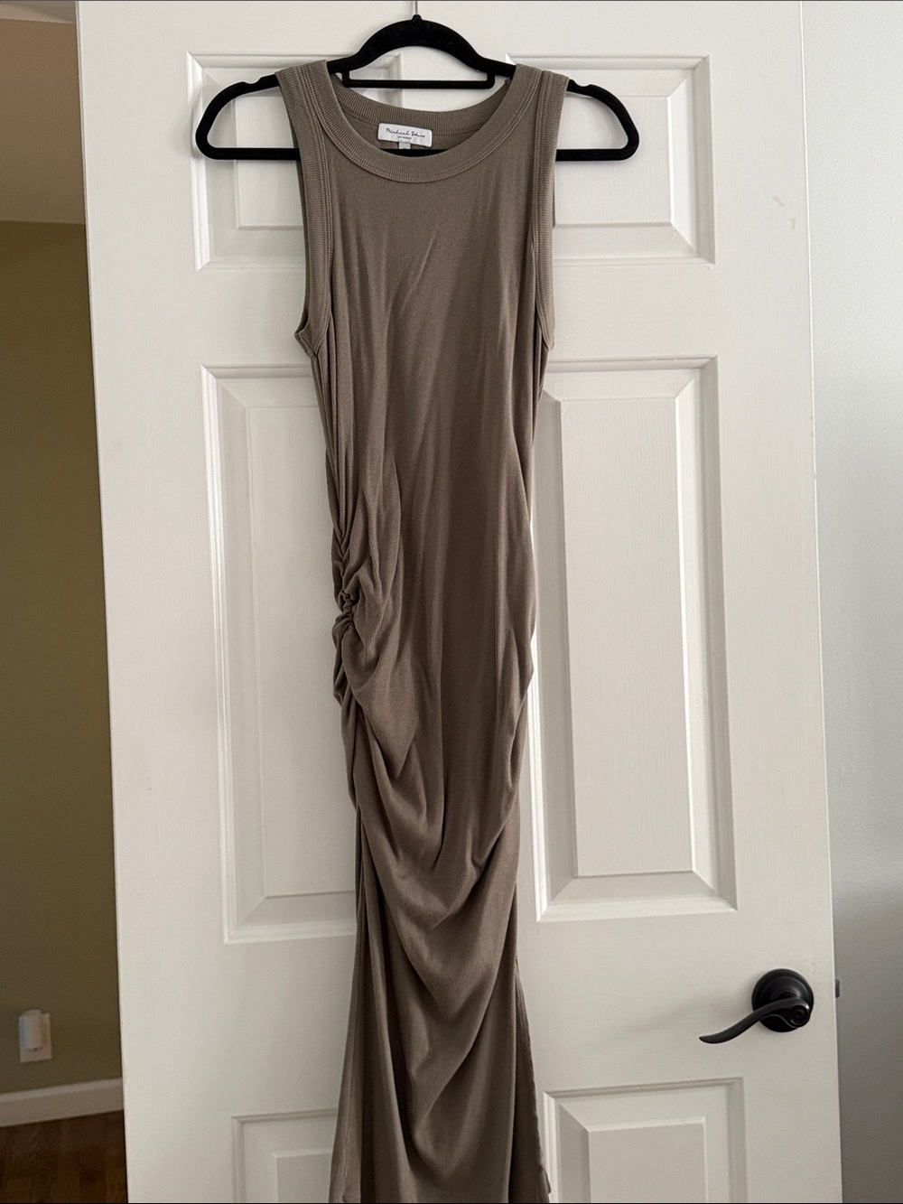 Michael Stars Sleeveless Ruched Maxi Dress in olive green